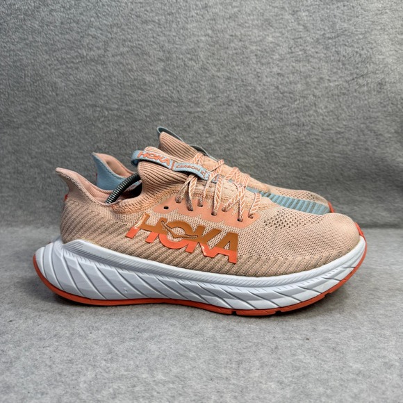 Hoka Women's Peach Orange White Athletic Running Shoes - Picture 4 of 10